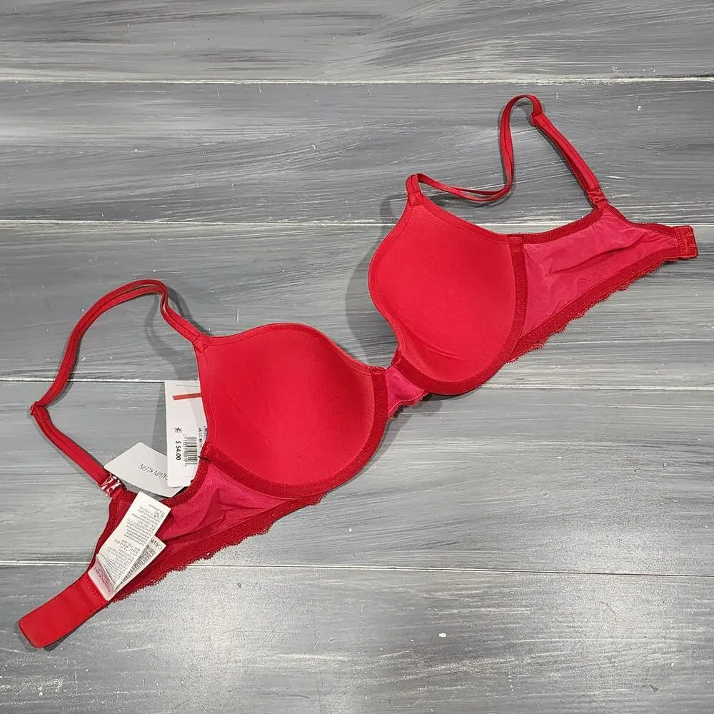 Calvin Klein T Shirt Bra Perfectly Fit Etched Lace QF5331 32C Red‎